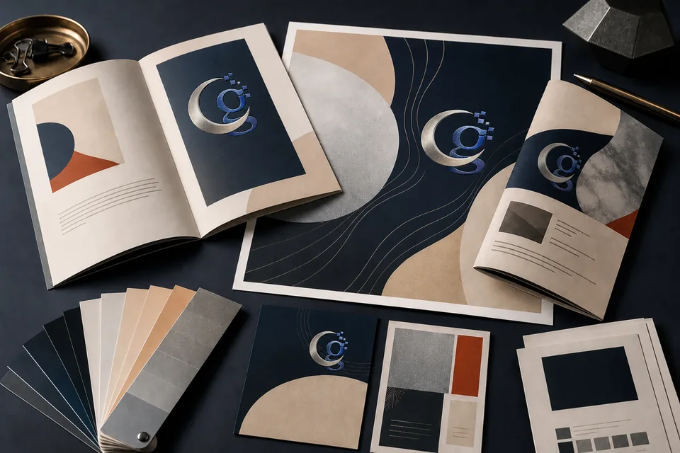 Representative graphic designing materials including posters, brochures and digital artwork