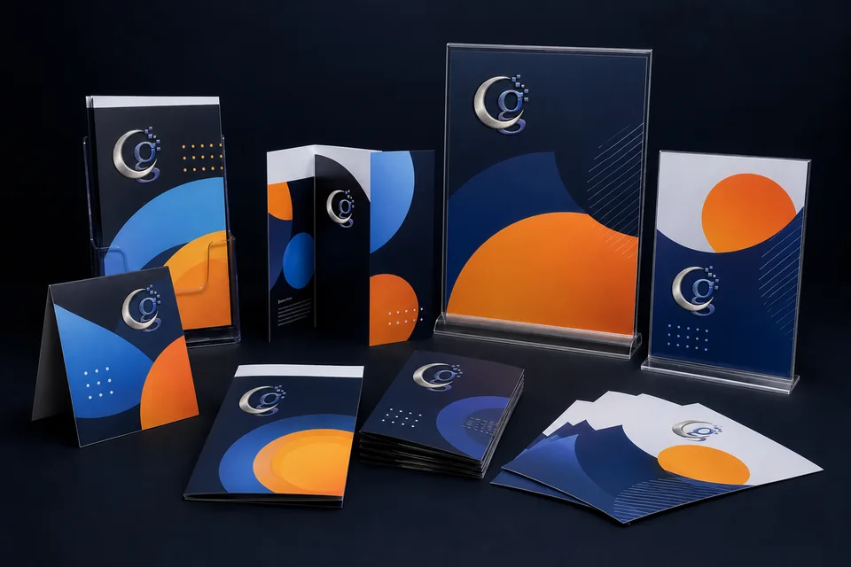 Representative printed brochures, flyers, handbills, posters and tabletop standees